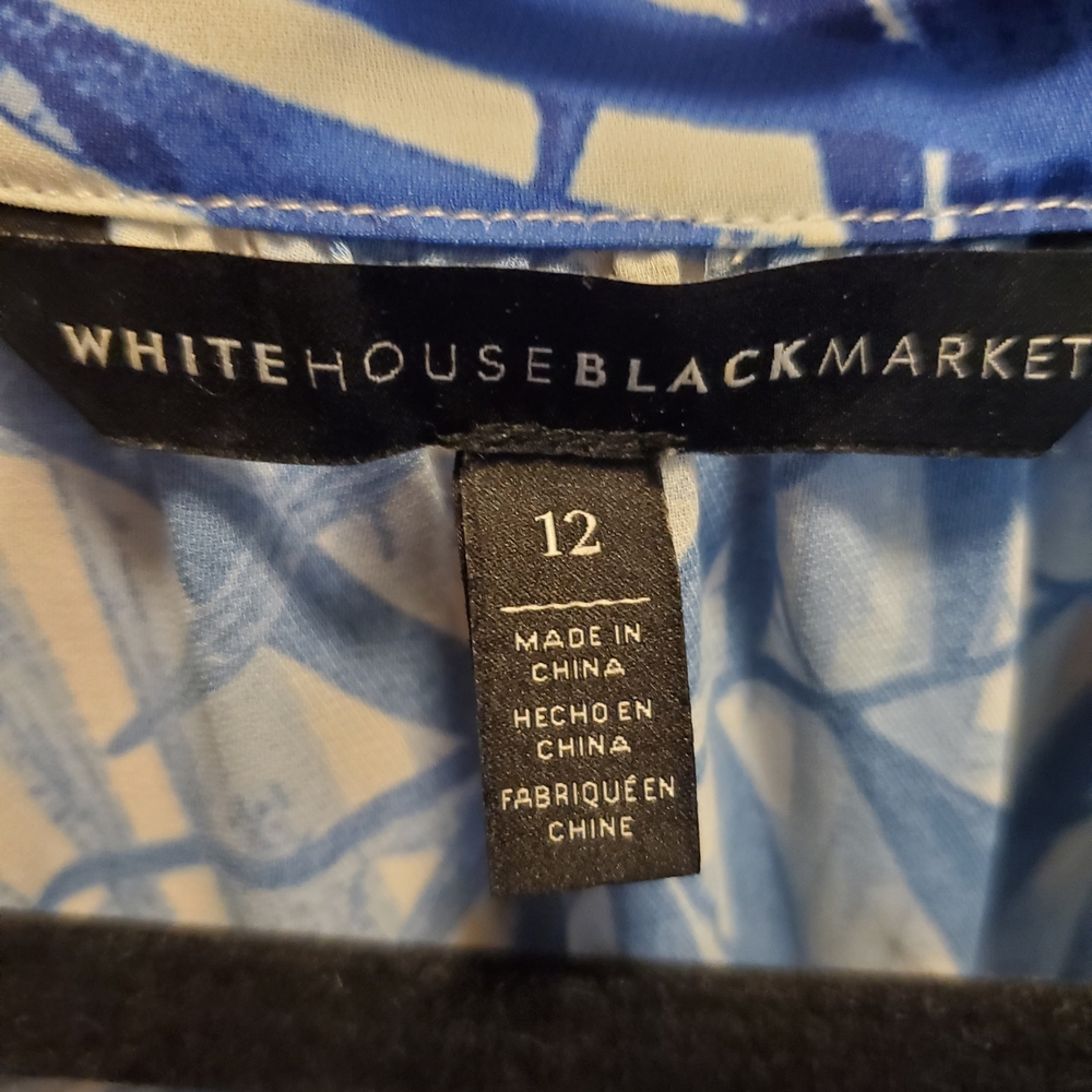 WHBM Blue and White Sleeveless Printed Dress Size 12 - Picture 3 of 7